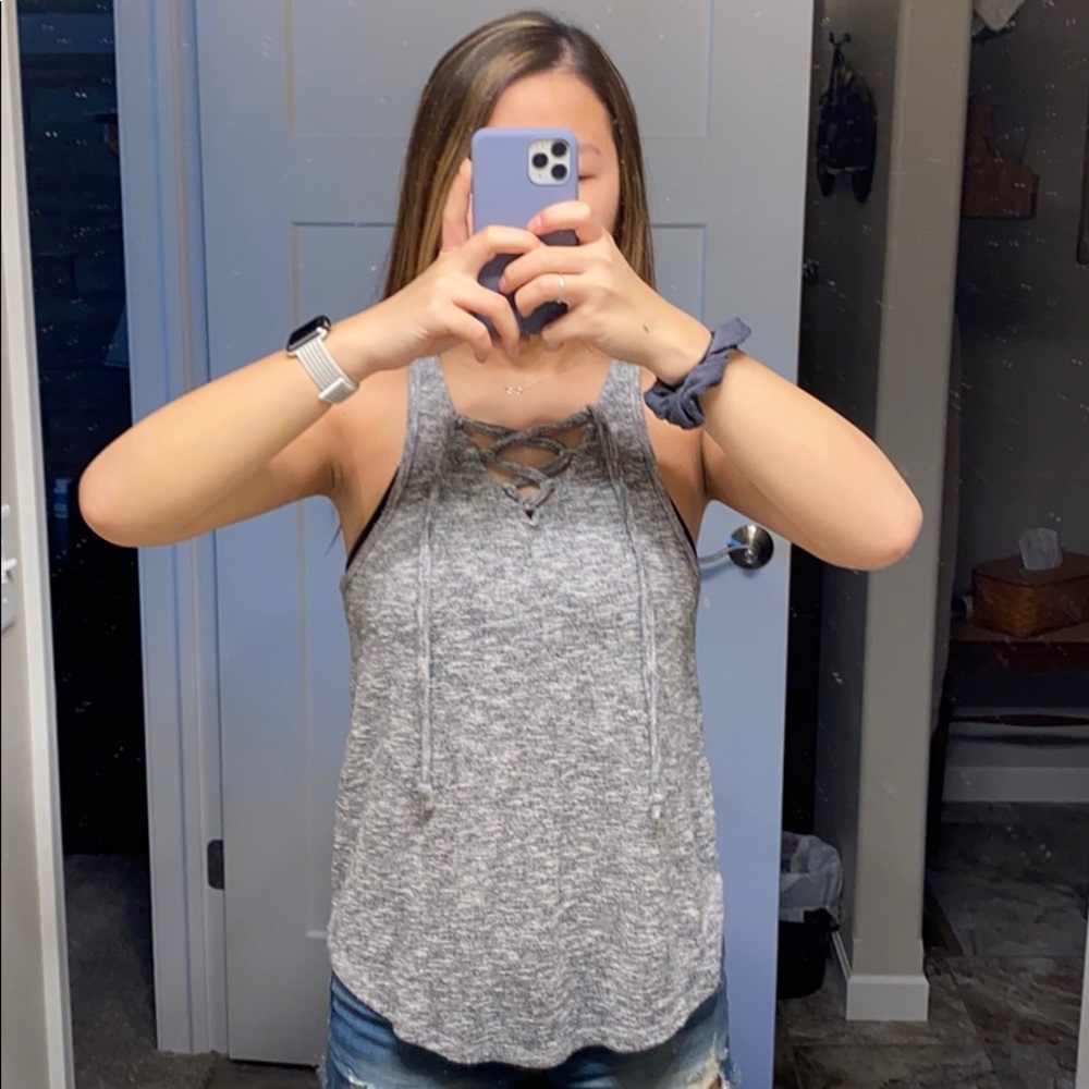 Grey Tie Tank Top